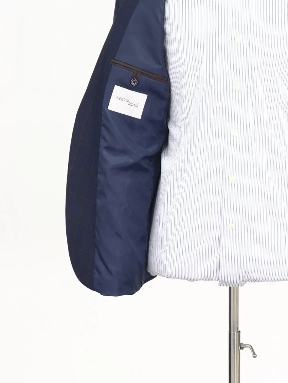 Marco Viali 42R Navy Blazer Sport Coat Jacket 2-Button Check W852